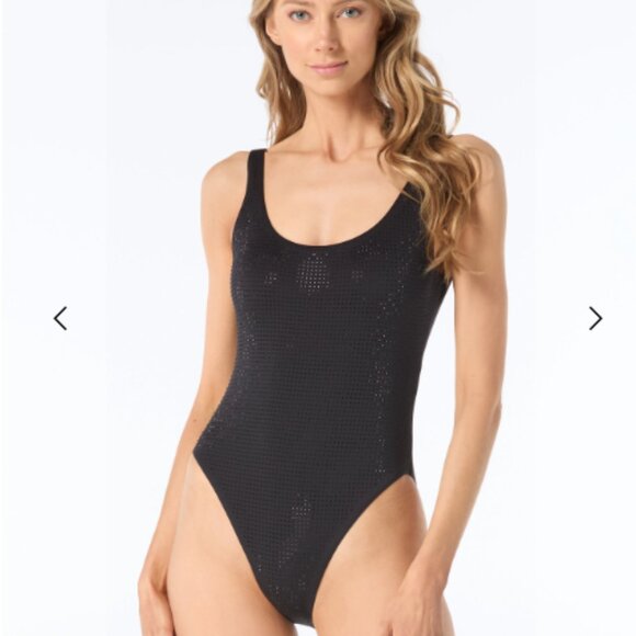NEW Michael Kors Black Studded Crystal One Piece Swimsuit Size 8 Gems Rhinestone - Picture 1 of 7